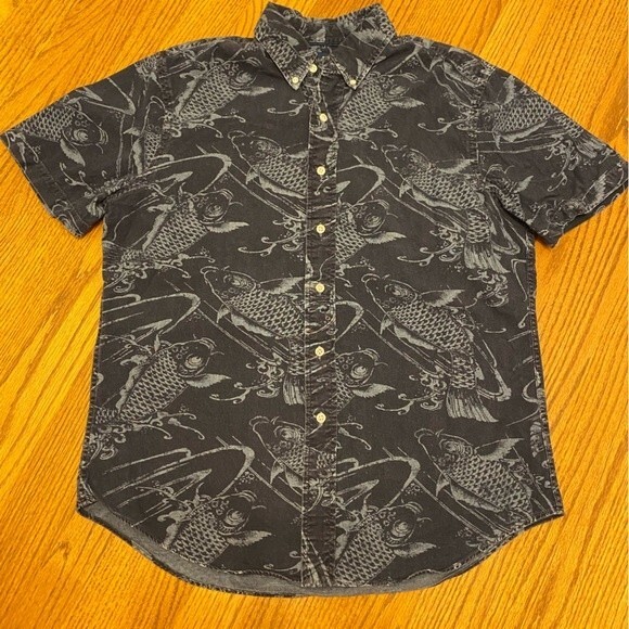 Ralph Lauren Slim Fit Button Down Short Sleeve Fish Print Shirt - Picture 3 of 13